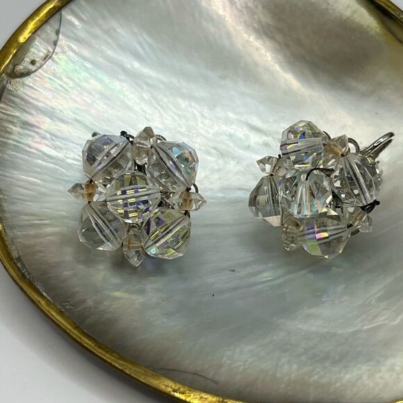 Laguna Vintage Aurora Borealis crystal clip on earrings. - Picture 1 of 5